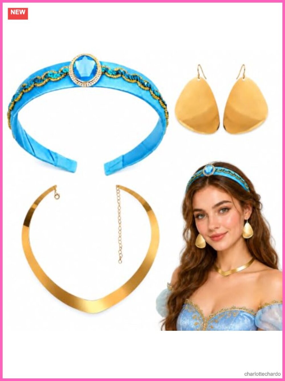 Arabian Princess Costume Accessories Set Headband Choker Necklace Earrings
